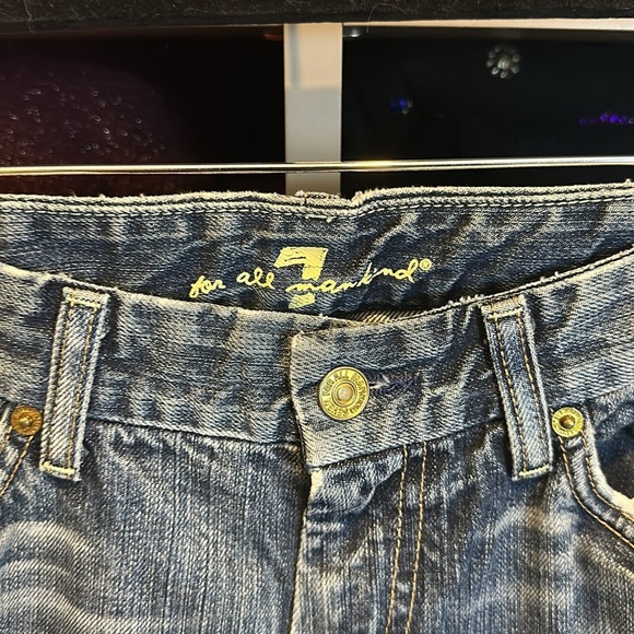 7 For All Mankind blue distressed flare 4 pocket jeans size 26 - Picture 2 of 3